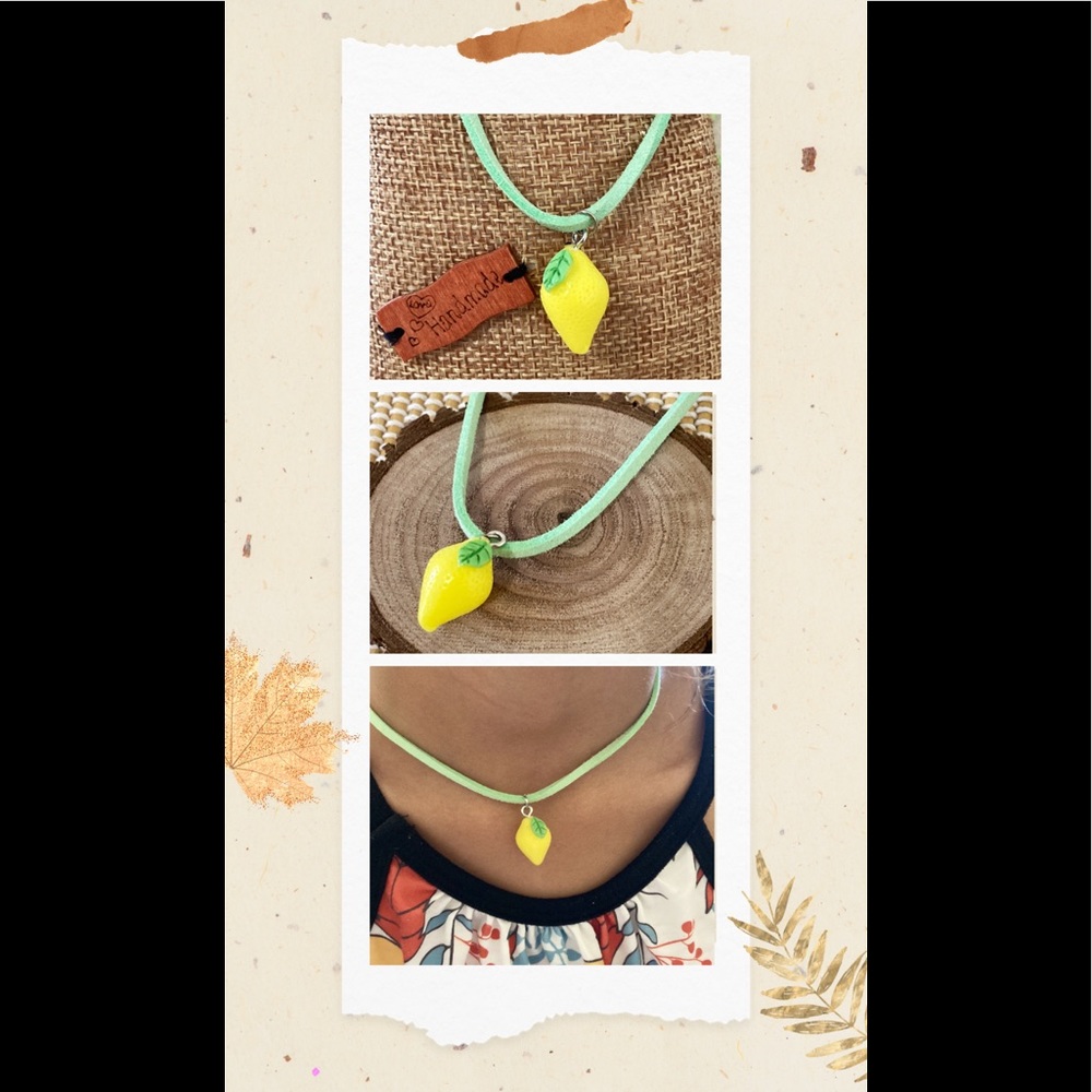 Lemon vibes theme inspired necklace handmade